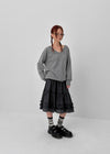 Seeking Check Cancan Midi Skirt