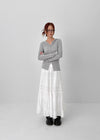 Delong Vintage Punching Flare Long Skirt