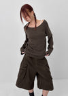 Jegle Basic Loose Fit Long Sleeve T-shirt