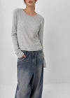 [MADE] Softy Angora Round Neck Long Sleeve T-shirt