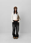 Thick Washed Wide Denim Pants