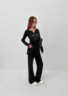 Runong Slit Slim Lettering Long Sleeve T-shirt