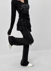 [MADE] Kuzel Cancan Bootcut Skirt Pants (belt Set)