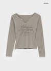 Runong Slit Slim Lettering Long Sleeve T-shirt