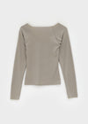 Runong Slit Slim Lettering Long Sleeve T-shirt