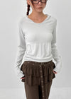 Ppoia U-Neck Long Sleeve Hoodie