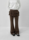 [MADE] Kuzel Cancan Bootcut Skirt Pants (belt Set)