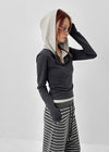 [MADE] Corte Color Block Hooded Long Sleeve T-shirt