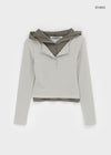 [MADE] Corte Color Block Hooded Long Sleeve T-shirt