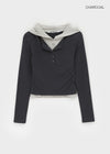 [MADE] Corte Color Block Hooded Long Sleeve T-shirt