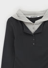 [MADE] Corte Color Block Hooded Long Sleeve T-shirt