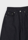 Bigging Stripe Non-fade Raw Wide Denim Pants