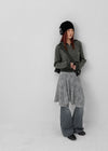 Ringda Layered Punching Knit Midi Skirt