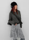 Ringda Layered Punching Knit Midi Skirt