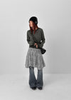 Ringda Layered Punching Knit Midi Skirt