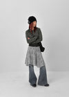 Ringda Layered Punching Knit Midi Skirt