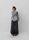 (UNISEX) Naro Embroidery Overfit Two-way Hooded Zip-up