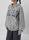 (UNISEX) Naro Embroidery Overfit Two-way Hooded Zip-up