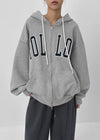 (UNISEX) Naro Embroidery Overfit Two-way Hooded Zip-up