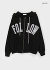 (UNISEX) Naro Embroidery Overfit Two-way Hooded Zip-up
