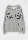 (UNISEX) Naro Embroidery Overfit Two-way Hooded Zip-up