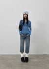 Kunbet Wool Button V-neck Long Sleeve T-shirt