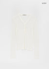 Kunbet Wool Button V-neck Long Sleeve T-shirt