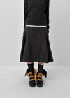 Crouton Striped Pintuck Midi Skirt