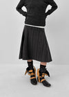 Crouton Striped Pintuck Midi Skirt