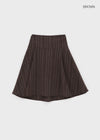 Crouton Striped Pintuck Midi Skirt