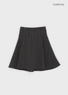 Crouton Striped Pintuck Midi Skirt