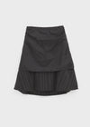Crouton Striped Pintuck Midi Skirt