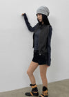 Kuinet Washed Crop Zip-up Vest