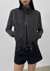 Kuinet Washed Crop Zip-up Vest