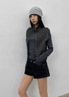 Kuinet Washed Crop Zip-up Vest