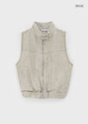 Kuinet Washed Crop Zip-up Vest
