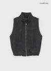 Kuinet Washed Crop Zip-up Vest