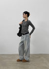 Oldera Washed Semi-wide Denim Pants