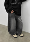 Decat Cut Balloon Wide Denim Pants