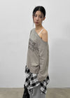 Midal Check Unbalanced Layered Wrap Skirt