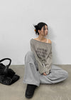 Meb Loose Fit One-shoulder Long-sleeve T-shirt