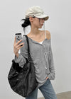 Flaming Loose Fit Henley Neck Wool Long Sleeve T-shirt