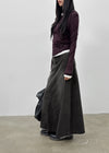Toynem Washed Cutting Denim Long Skirt