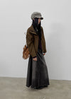Toynem Washed Cutting Denim Long Skirt