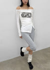Elfo Slit Off-shoulder Long-sleeved T-shirt
