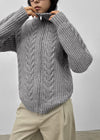 [MADE] Stevie Cable High Neck Knit Zip-up