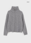 [MADE] Stevie Cable High Neck Knit Zip-up