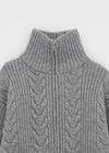 [MADE] Stevie Cable High Neck Knit Zip-up