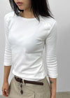 Riming Diagonal Slit 3/4 Sleeve Tee