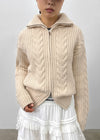 [MADE] Stevie Cable High Neck Knit Zip-up